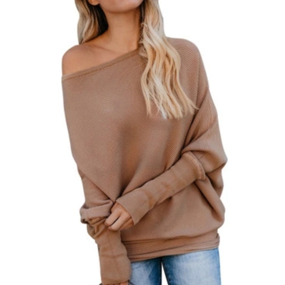 Women's one shoulder sweater(Brown/Black)